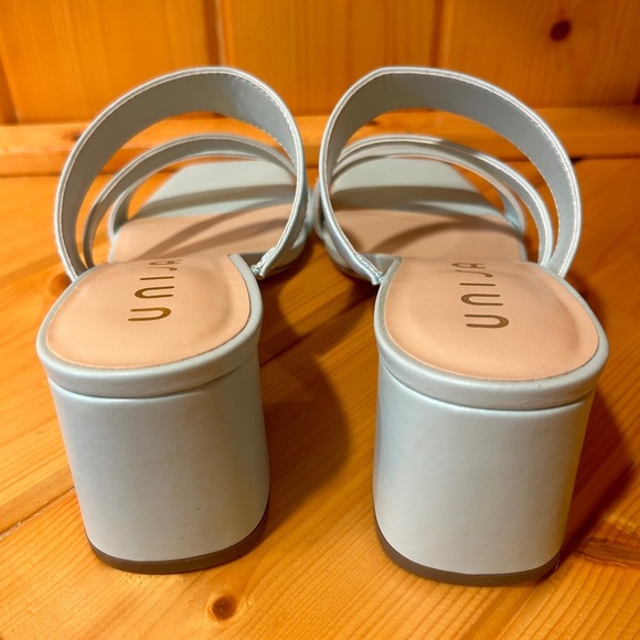 Unisa Miriam Square Toe Slide Sandal Block Heels Light Blue NWOT - Picture 5 of 5